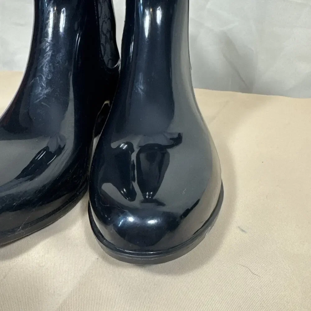 Coach Rivington Ankle Rain Boots, Black, Size 8
